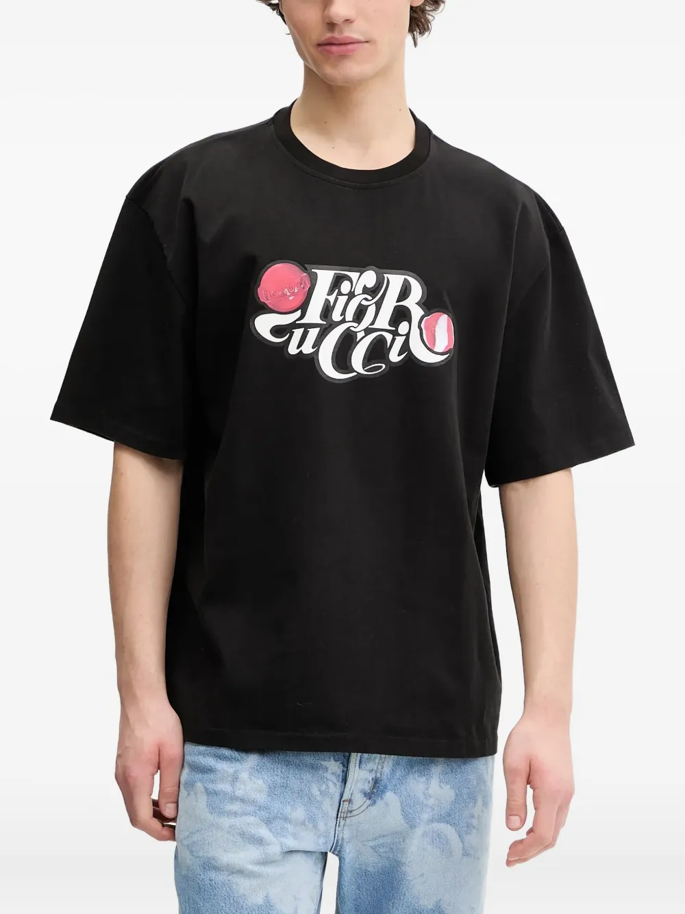 Fiorucci T-shirt met logoprint Zwart