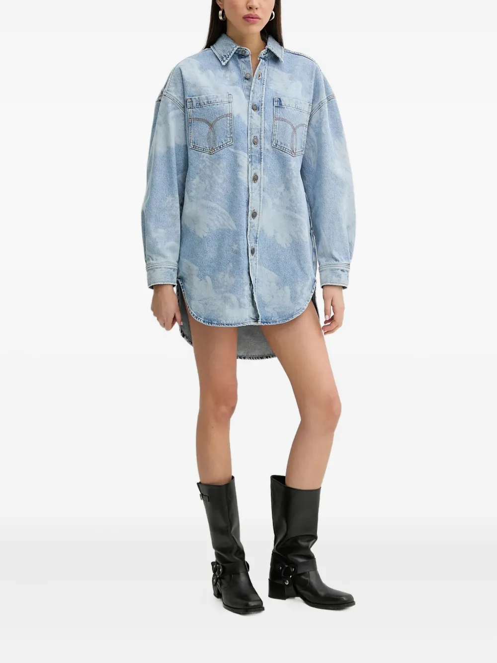 Fiorucci Denim blousejurk met engelenprint Blauw