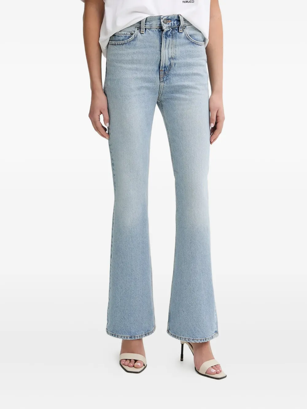 heart-detail flared jeans