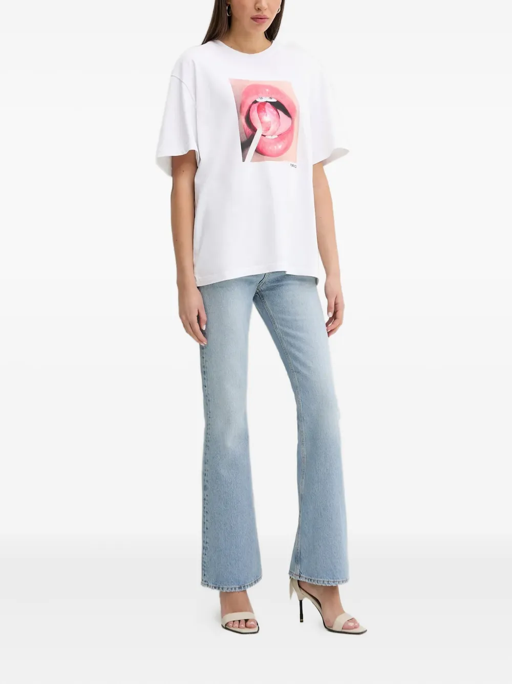 Fiorucci Flared jeans met hartdetail - Blauw