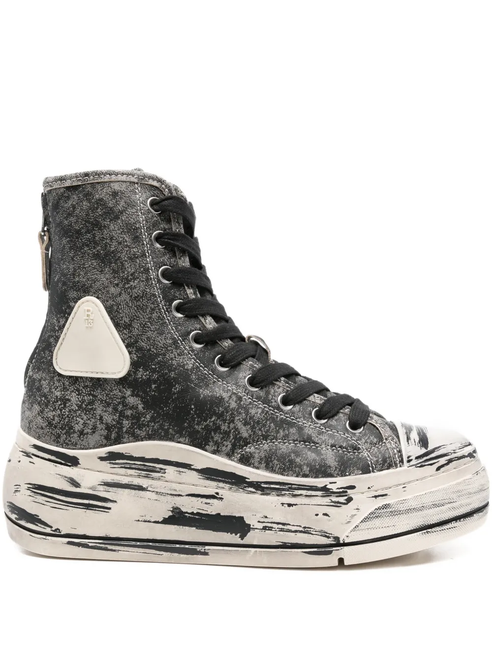 R13 Kurt distressed-effect zip-fastening sneakers Black