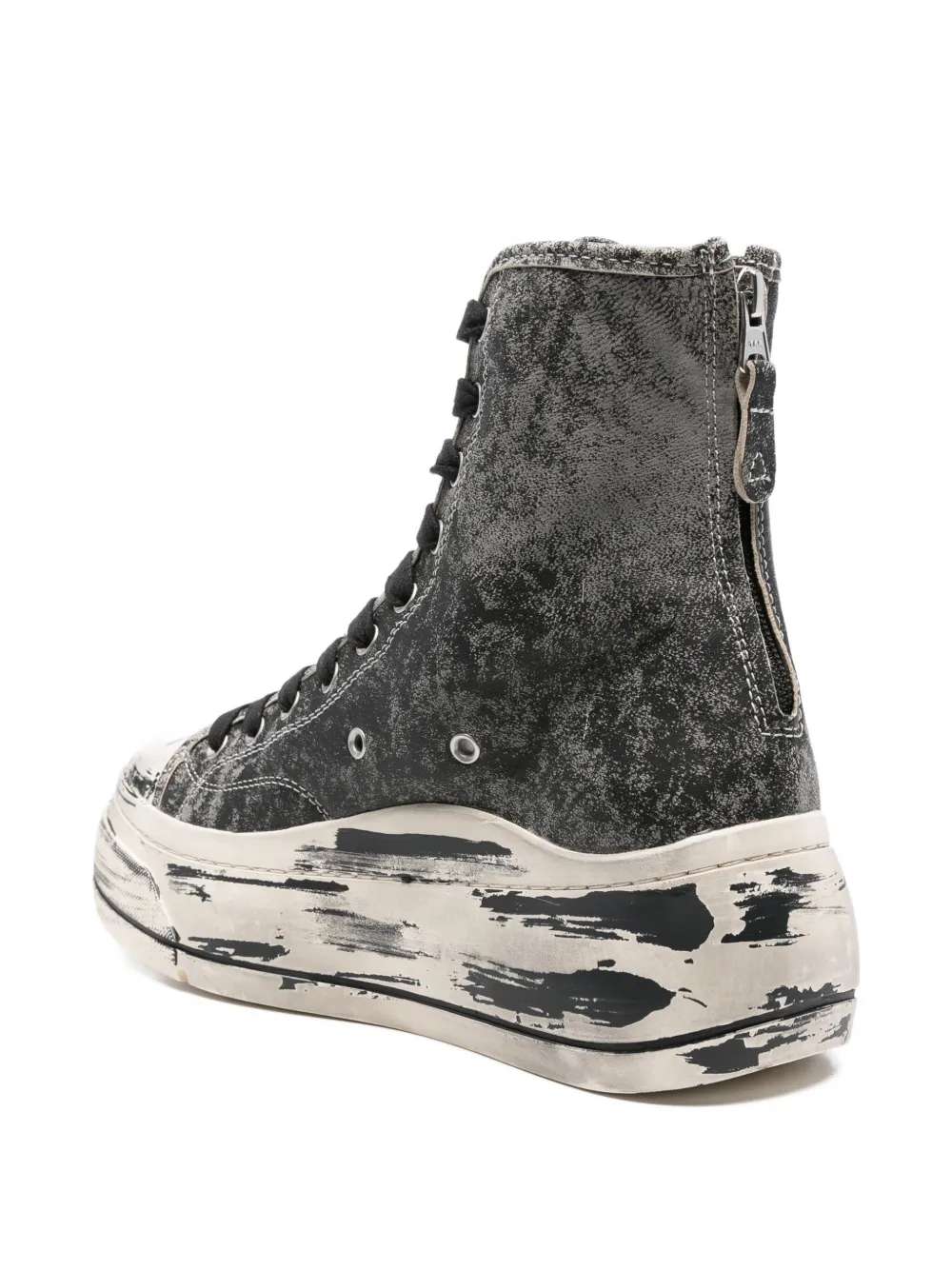 R13 Kurt distressed-effect zip-fastening sneakers Black