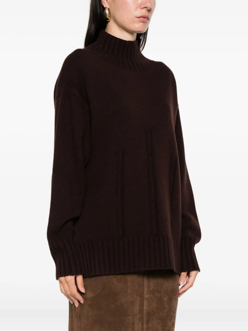 TOM FORD Geribbelde trui met hoge hals Bruin