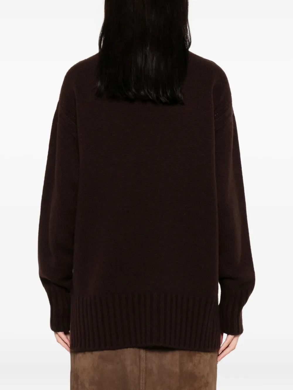 TOM FORD Geribbelde trui met hoge hals Bruin