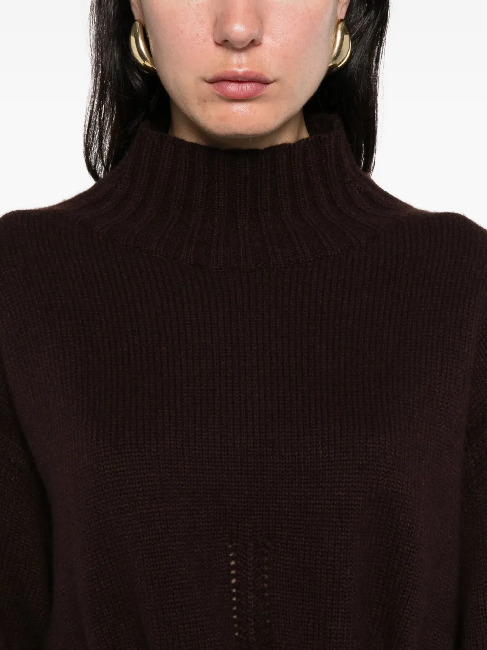 TOM FORD Geribbelde trui met hoge hals Bruin