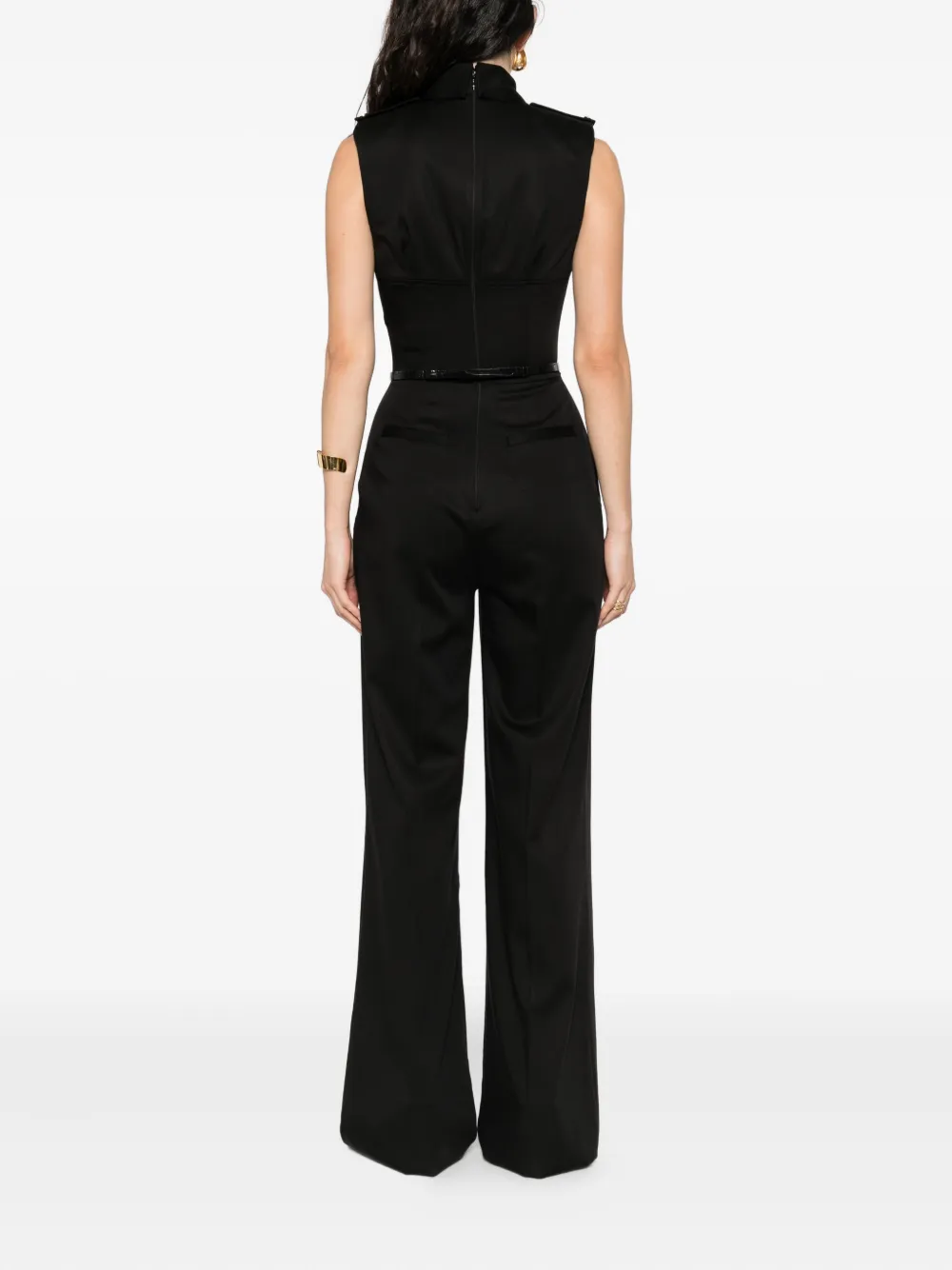 Elisabetta Franchi collared belted jumpsuit Zwart