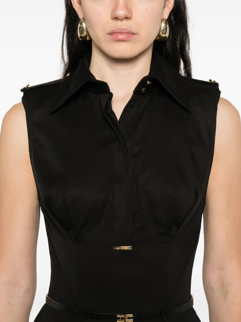 Elisabetta Franchi collared belted jumpsuit Zwart