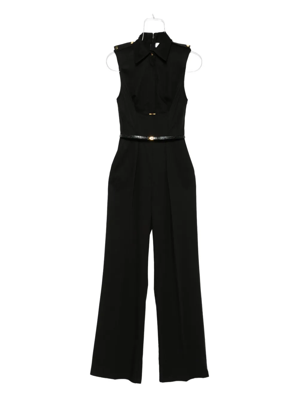 Elisabetta Franchi collared belted jumpsuit Zwart