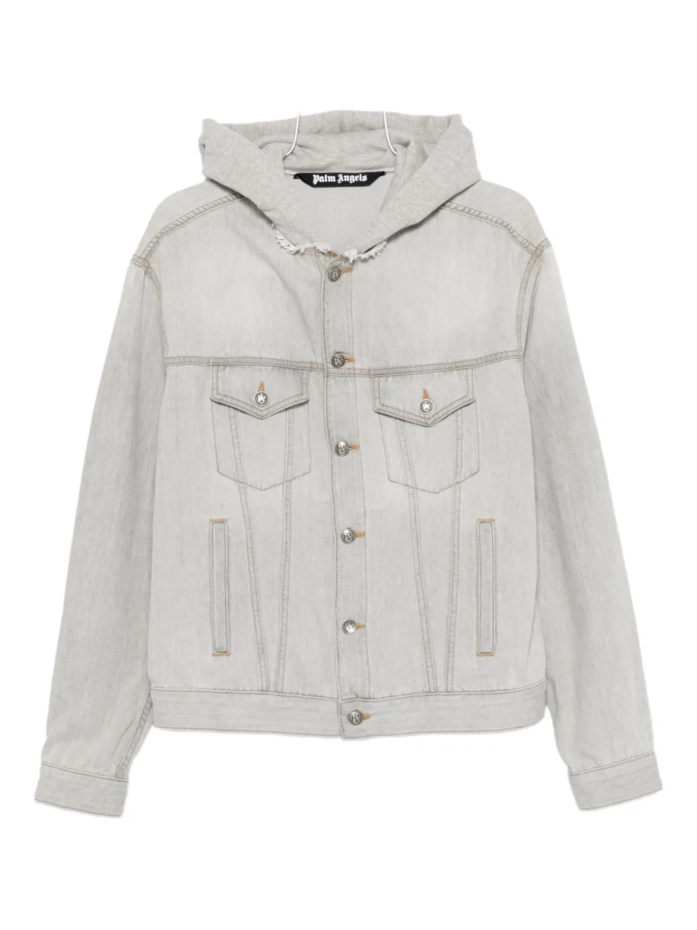Palm Angels hooded denim jacket Grijs