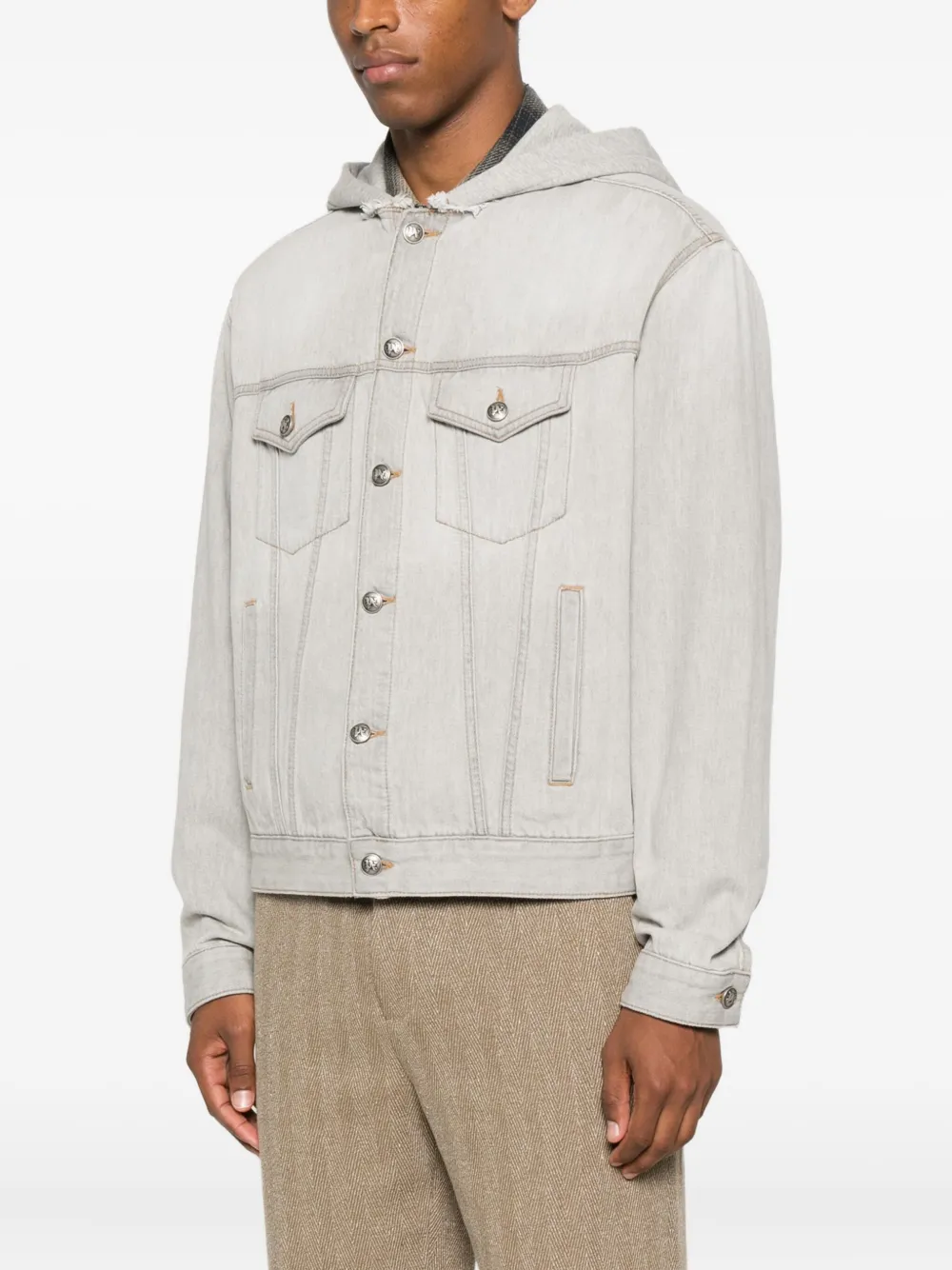 Palm Angels Denim jack met capuchon Grijs