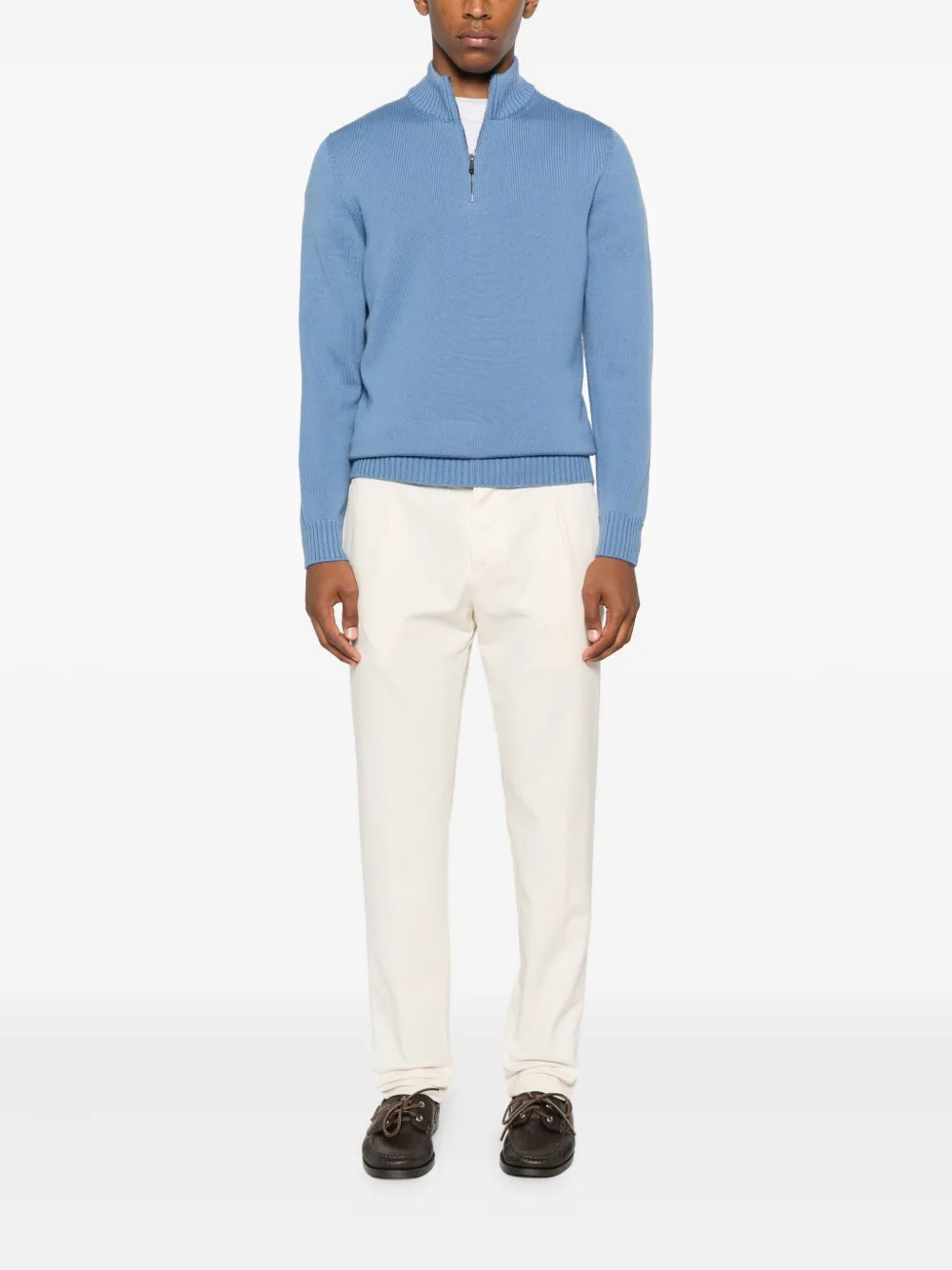 Drumohr half-zip merino wool sweater Blauw