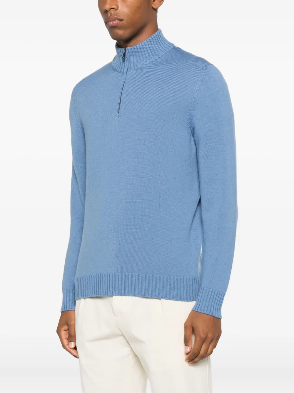 Drumohr half-zip merino wool sweater Blauw