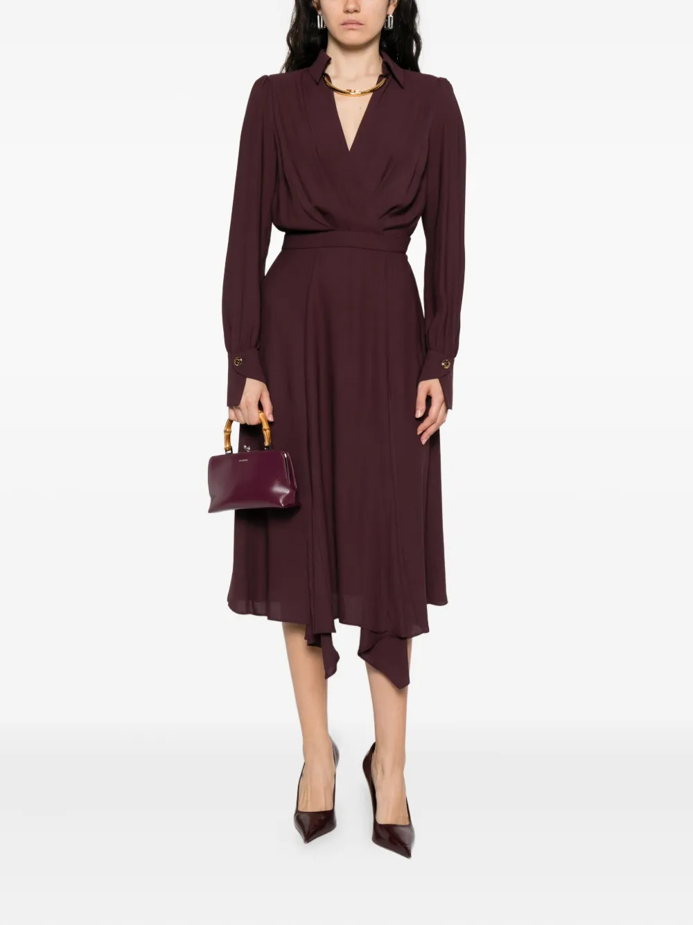 Elisabetta Franchi wrap-design flared dress Rood
