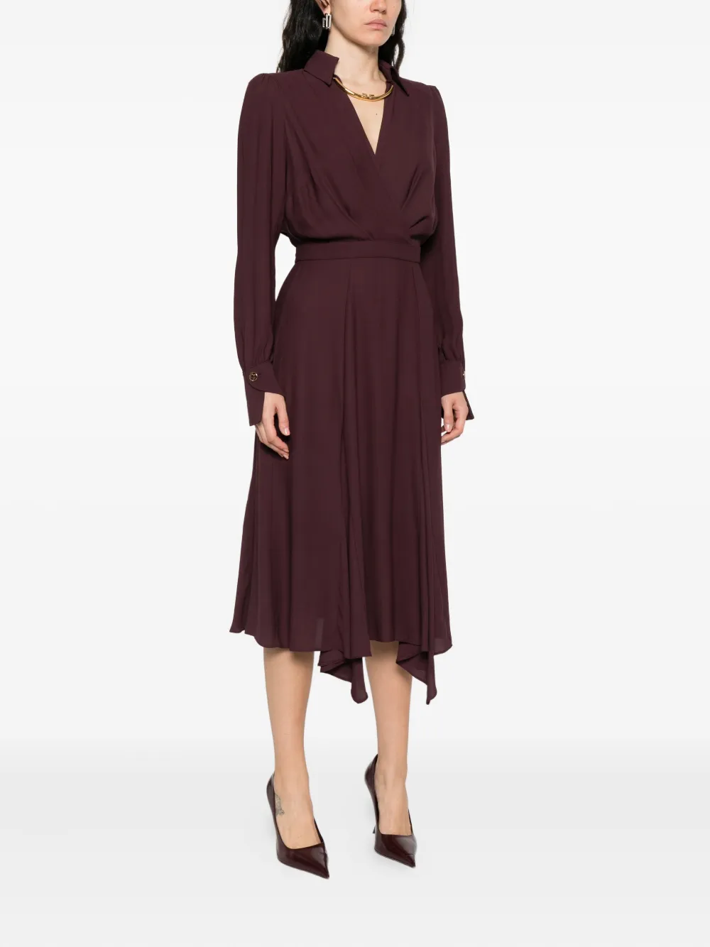 Elisabetta Franchi wrap-design flared dress Rood