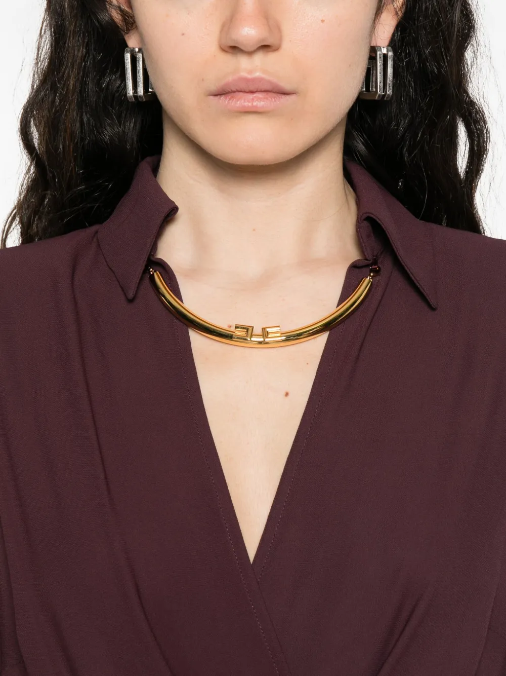 Elisabetta Franchi wrap-design flared dress Rood