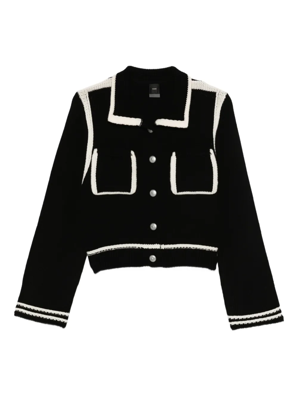 PINKO contrast-trim wool cardigan Zwart