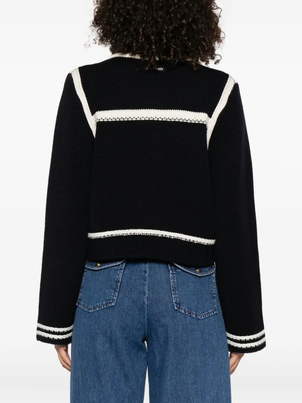 PINKO ribbed-knit wool cardigan Blauw