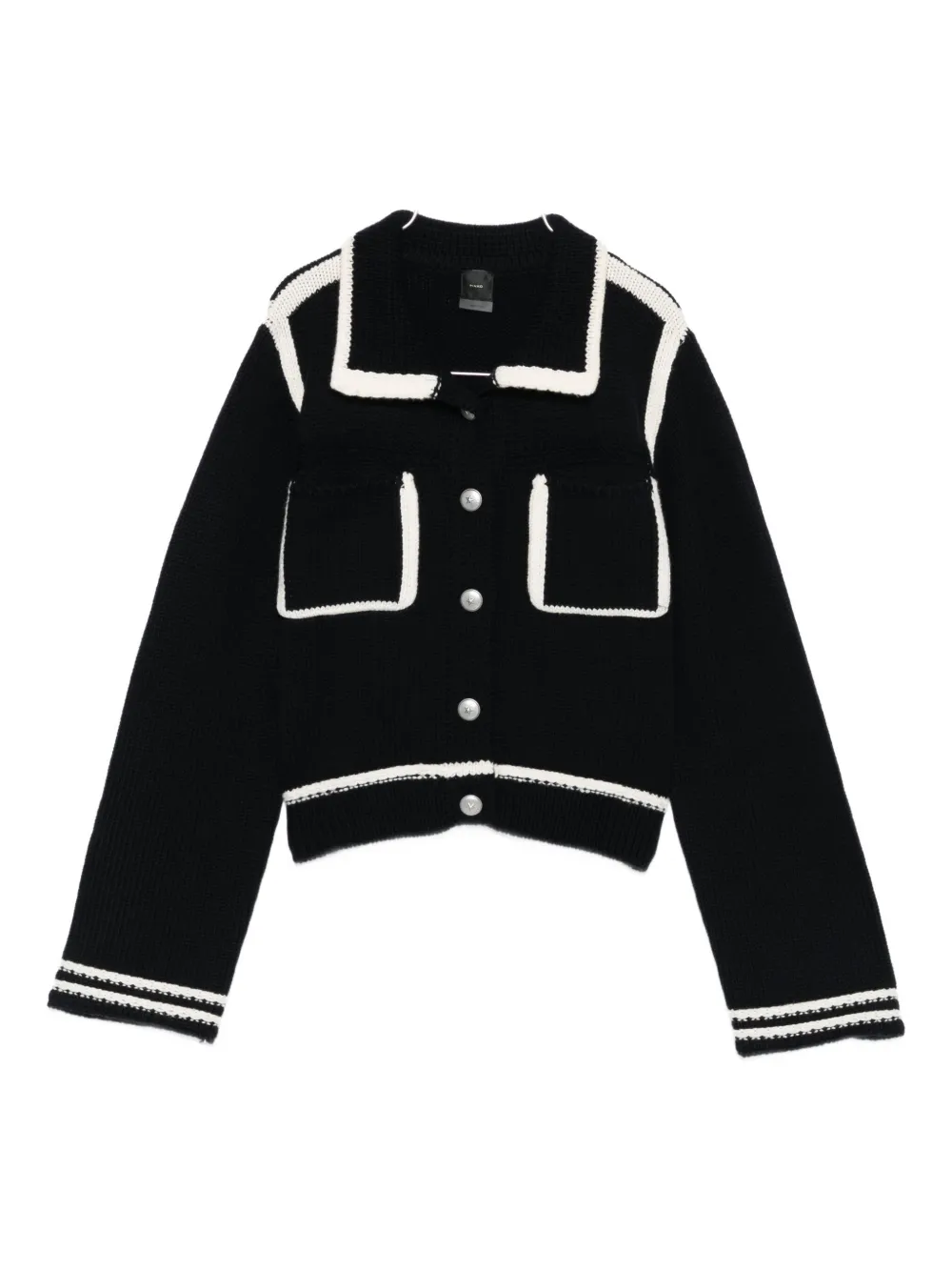 PINKO ribbed-knit wool cardigan Blauw