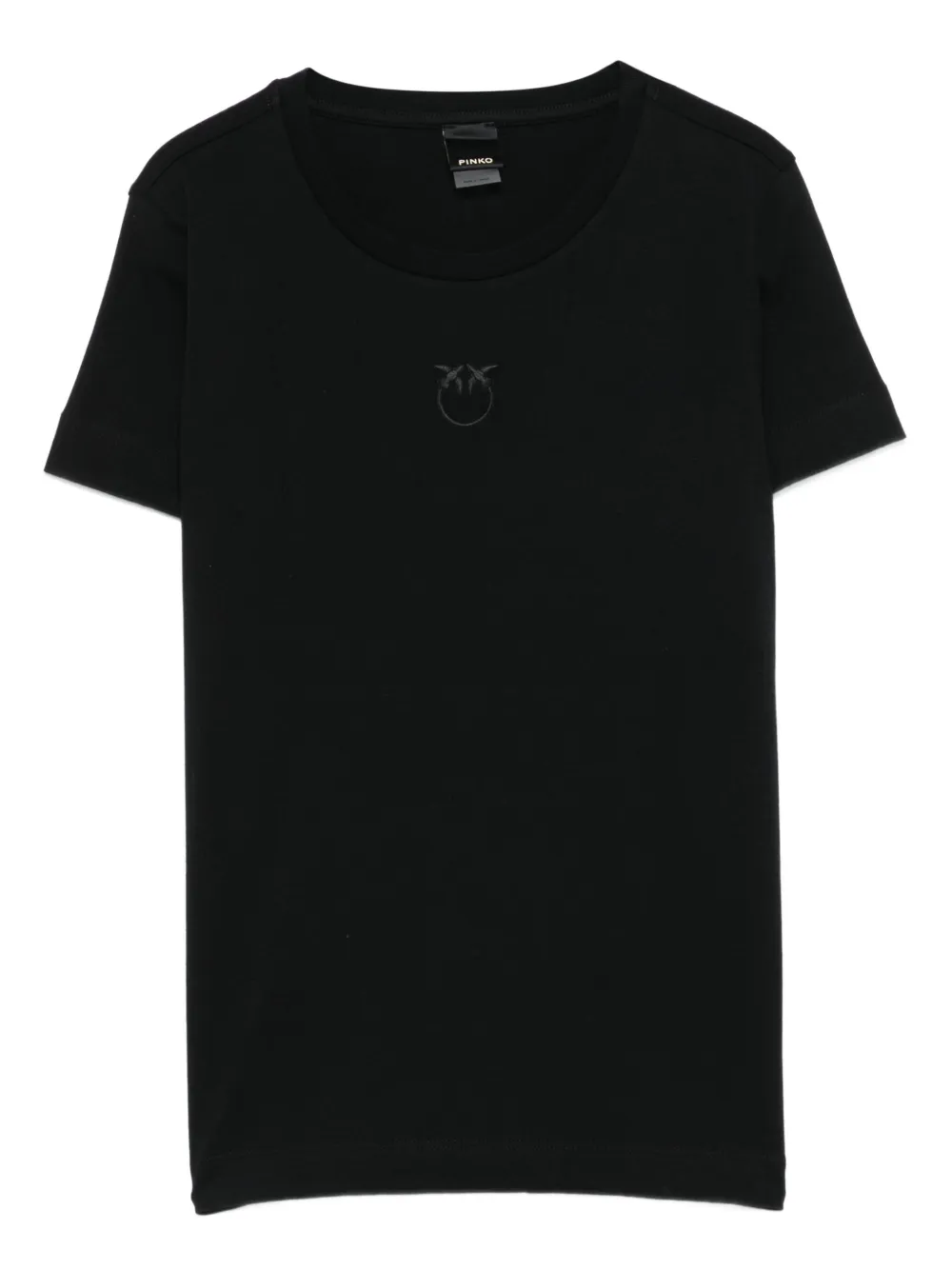 PINKO logo-embroidered cotton T-shirt Zwart