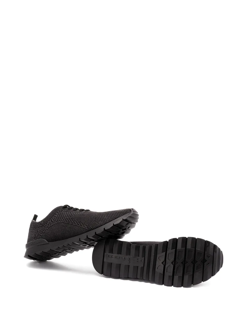 Kiton knitted lace-up sneakers Zwart