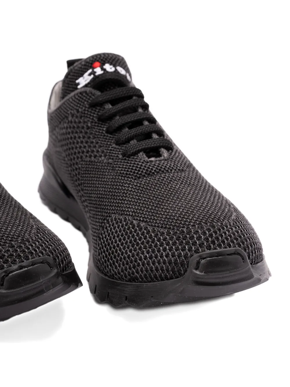 Kiton knitted lace-up sneakers Zwart