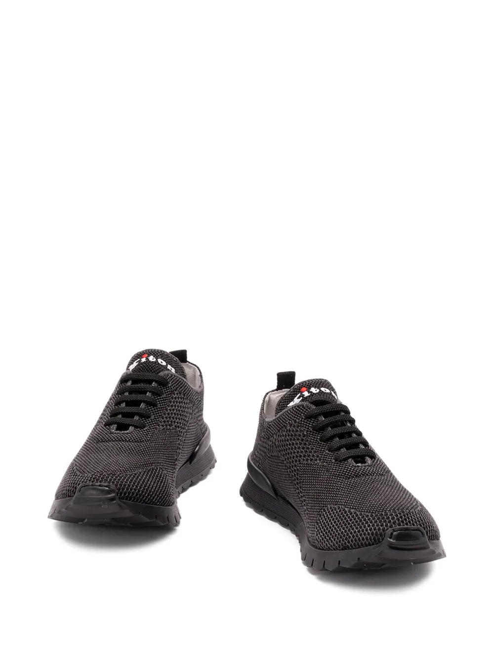 Kiton knitted lace-up sneakers Zwart
