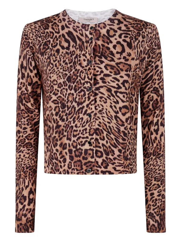 TWINSET leopard-print button-fastening Cardigan Brown