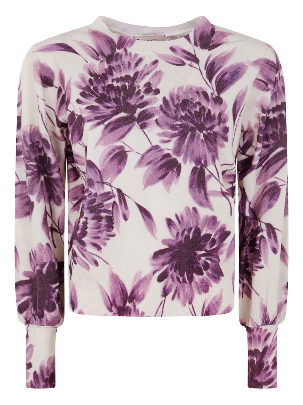 TWINSET floral print balloon-sleeve sweater Wit