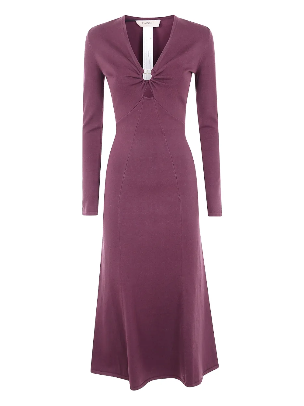 TWINSET ring-detail long-sleeve dress Paars