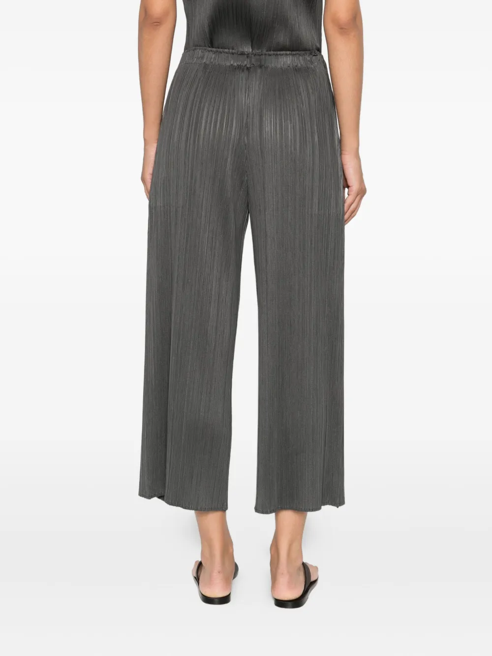 Pleats Please Issey Miyake pleated palazzo pants Groen