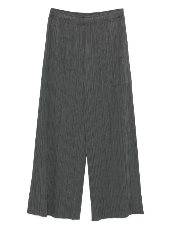 PLEATS PLEASE グリーン ワイドフレアパンツ Pleats Please Issey Miyake プリーツ ワイドパンツ | グリーン