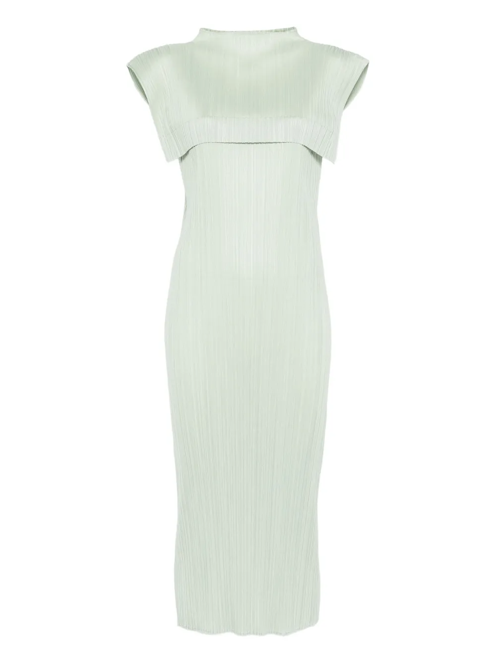 Pleats Please Issey Miyake pleated sleeveless dress Groen