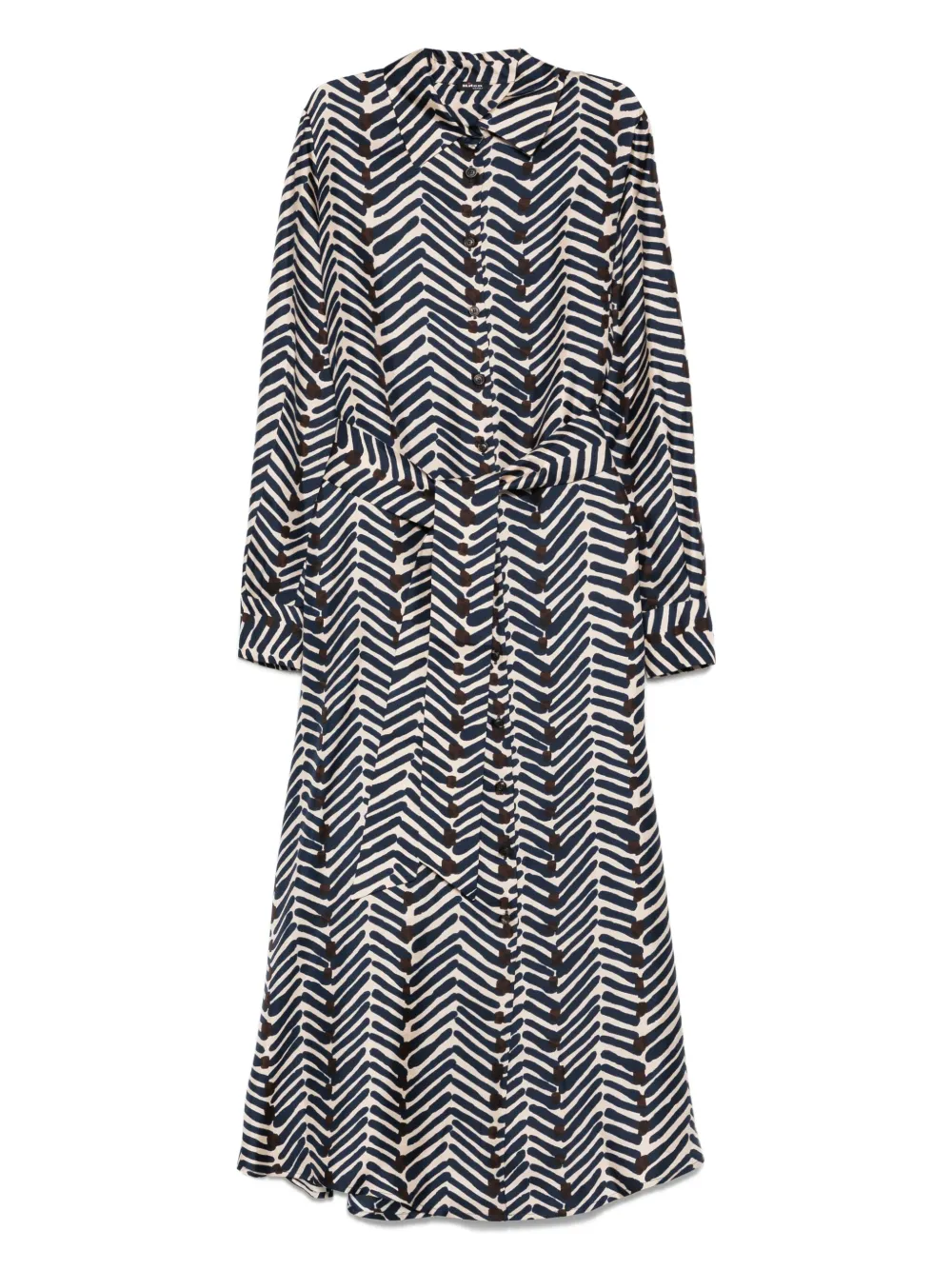 geometric-print belted shirt dress