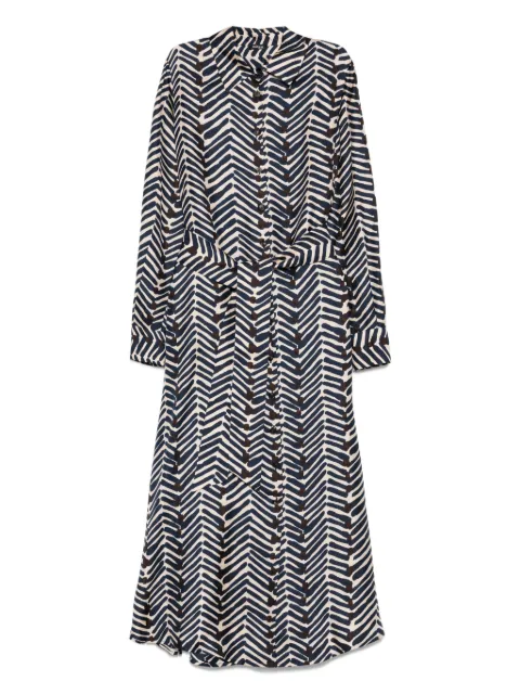 Kiton geometric-print belted shirt dress