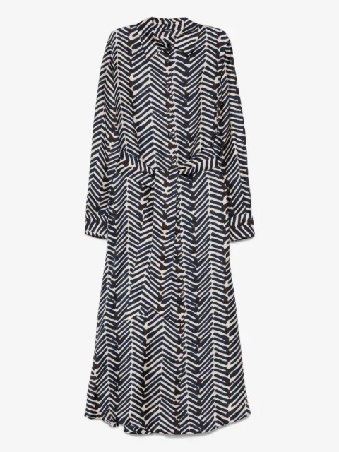 Kiton Blousejurk met geometrische print en ceintuur