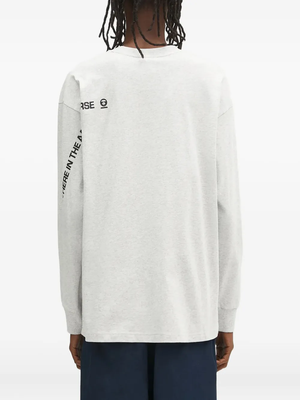 AAPE BY *A BATHING APE logo-embroidered sleeve-print long-sleeve T-shirt Grijs