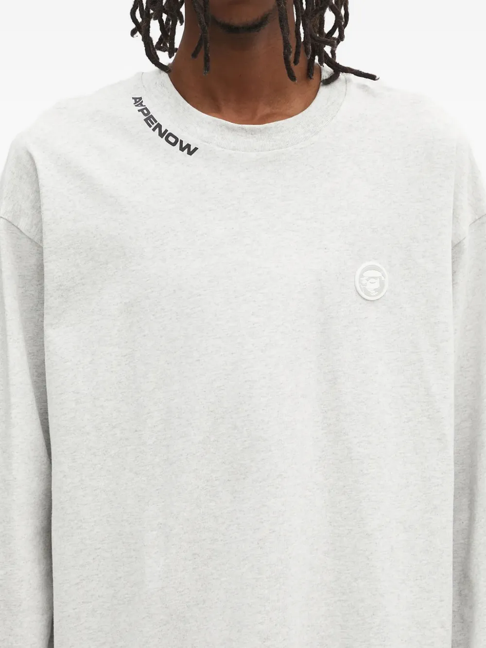 AAPE BY *A BATHING APE logo-embroidered sleeve-print long-sleeve T-shirt Grijs