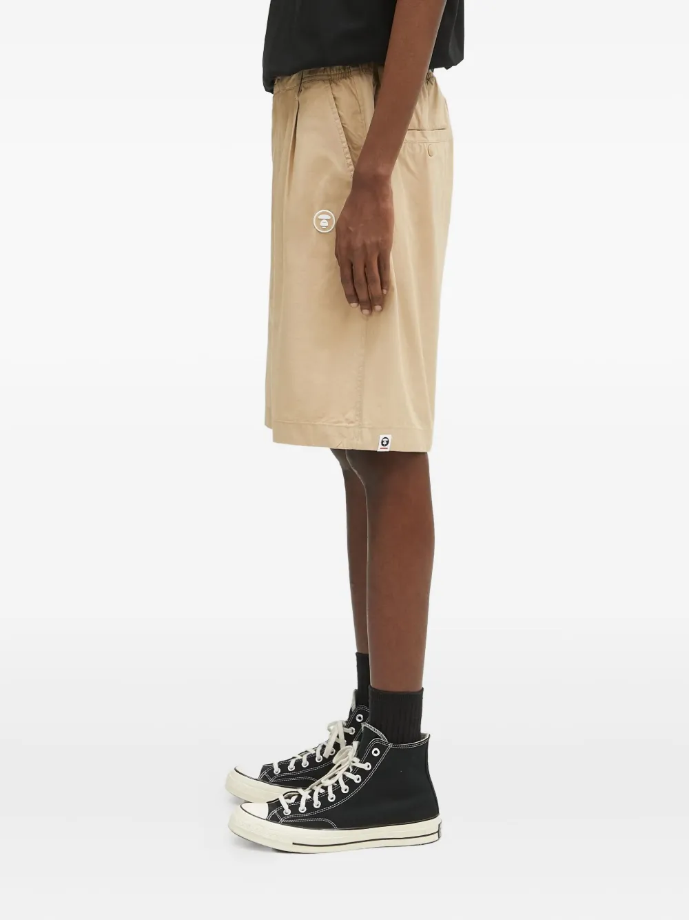 AAPE BY *A BATHING APE pleated-detail logo-patch shorts Beige