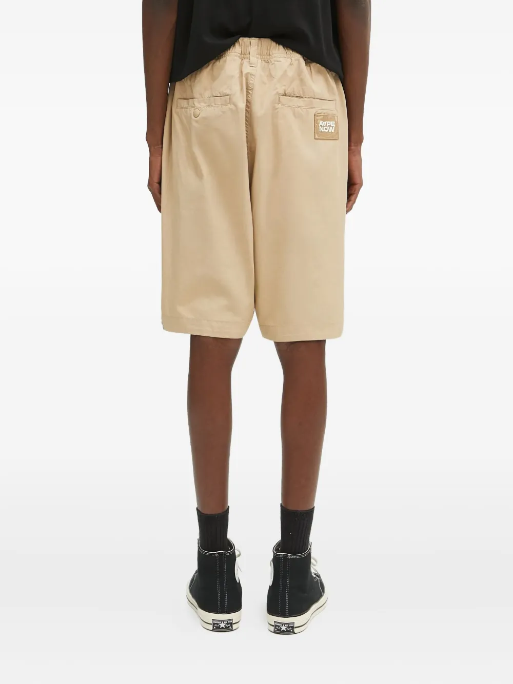 AAPE BY *A BATHING APE pleated-detail logo-patch shorts Beige