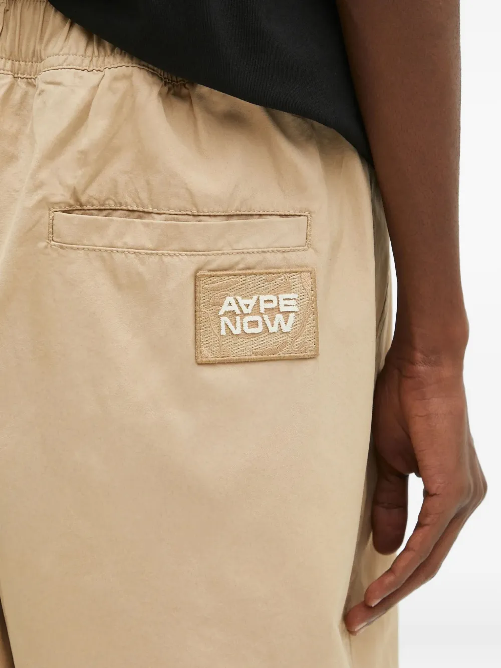AAPE BY *A BATHING APE pleated-detail logo-patch shorts Beige