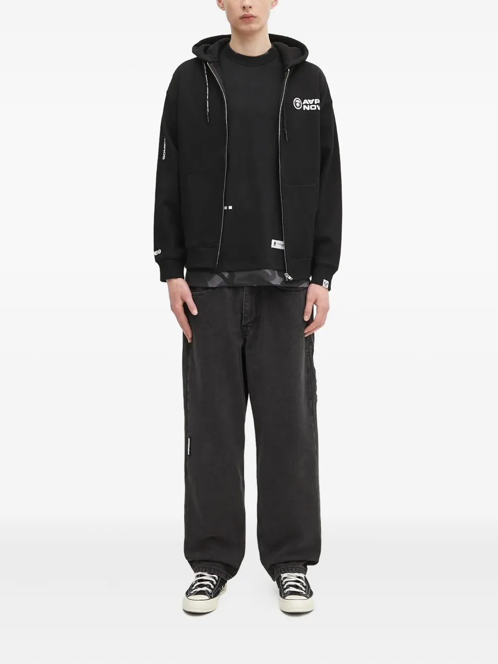 AAPE BY *A BATHING APE Aape Now-logo zip-up hoodie Zwart