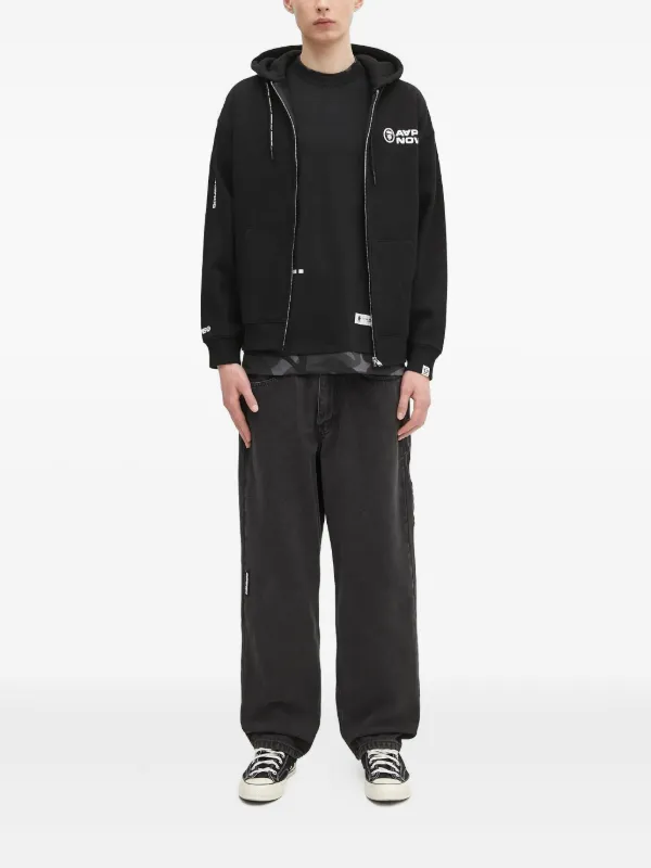 AAPE NOW ZIP UP HOODIE ベイプ　エイプ AAPE BY *A BATHING APE® Aape Now-logo zip-up Hoodie | Black | FARFETCH