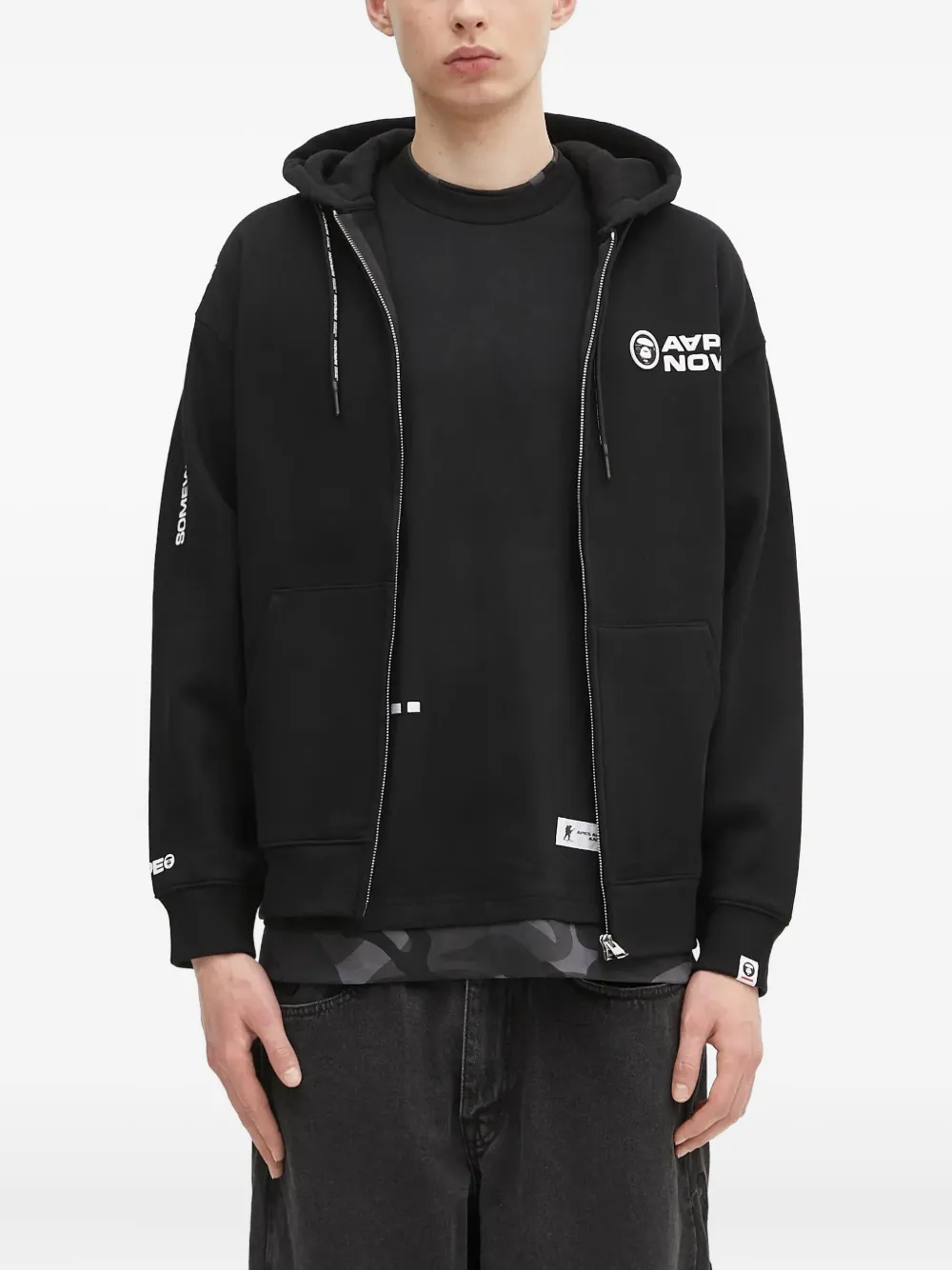 AAPE BY *A BATHING APE Aape Now-logo zip-up hoodie Zwart