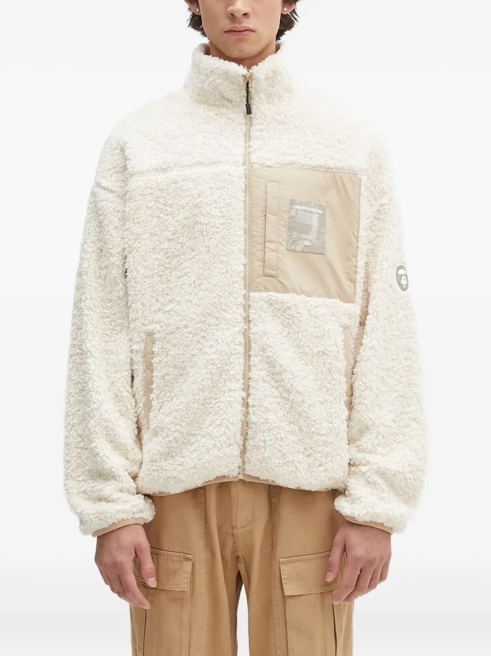 AAPE BY *A BATHING APE Aape Now fleece panelled jacket Beige