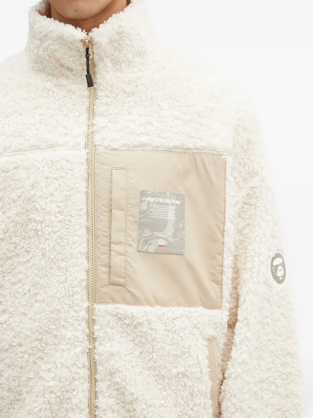 AAPE BY *A BATHING APE Aape Now fleece panelled jacket Beige