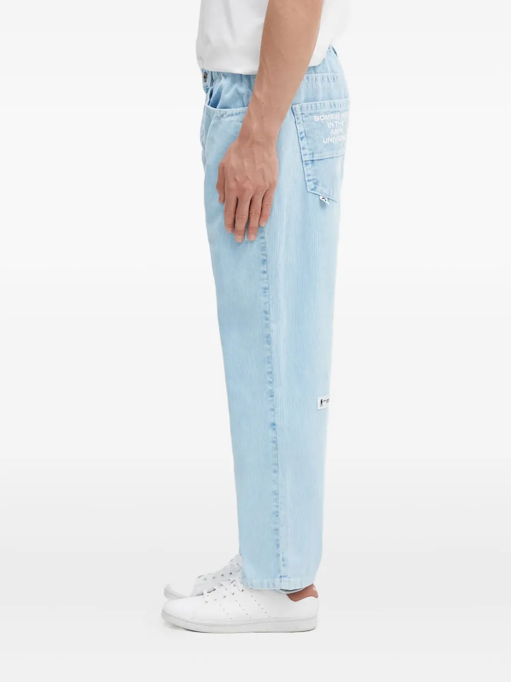 AAPE BY *A BATHING APE logo-embroidered trousers Blauw