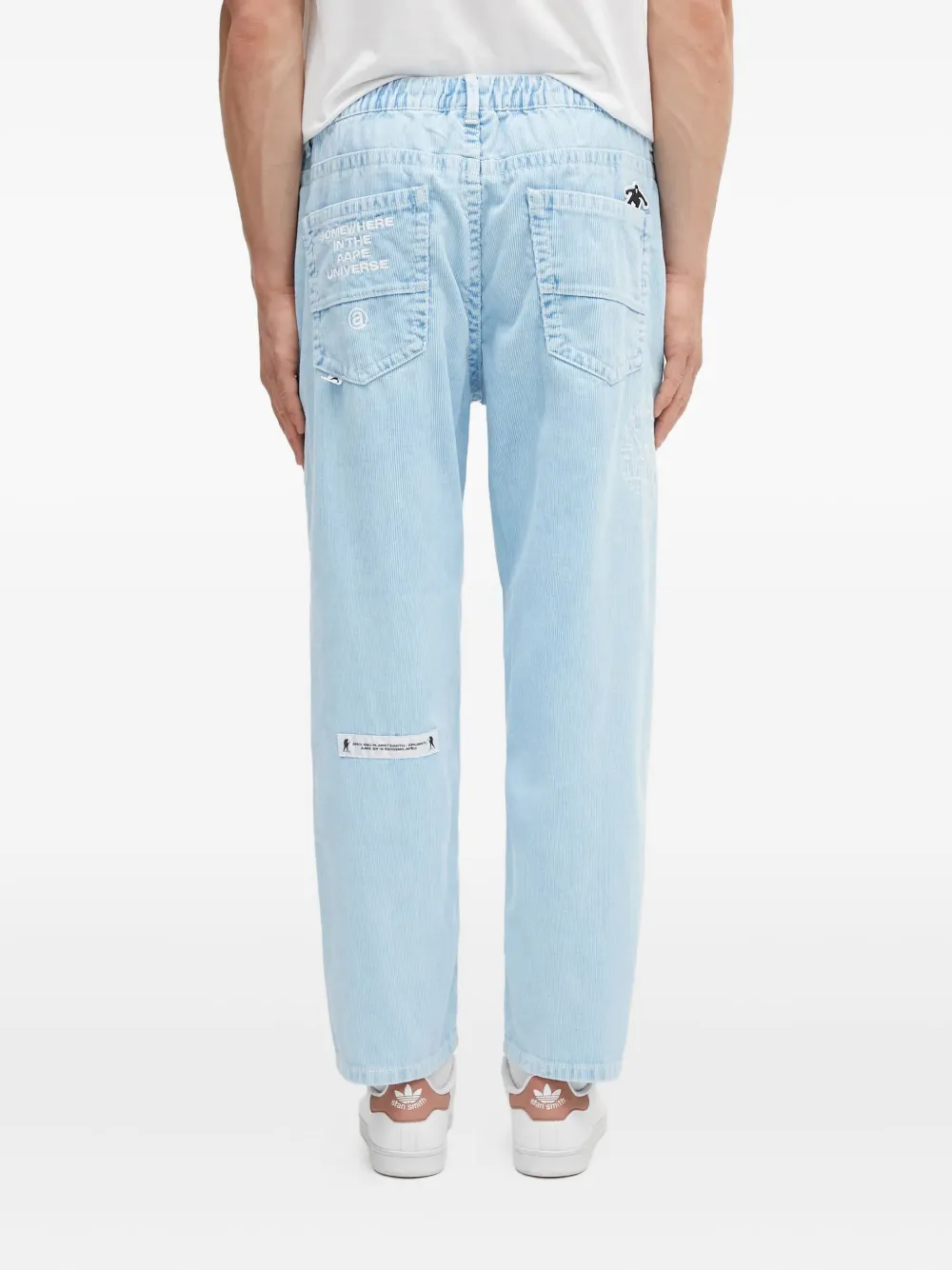 AAPE BY *A BATHING APE logo-embroidered trousers Blauw