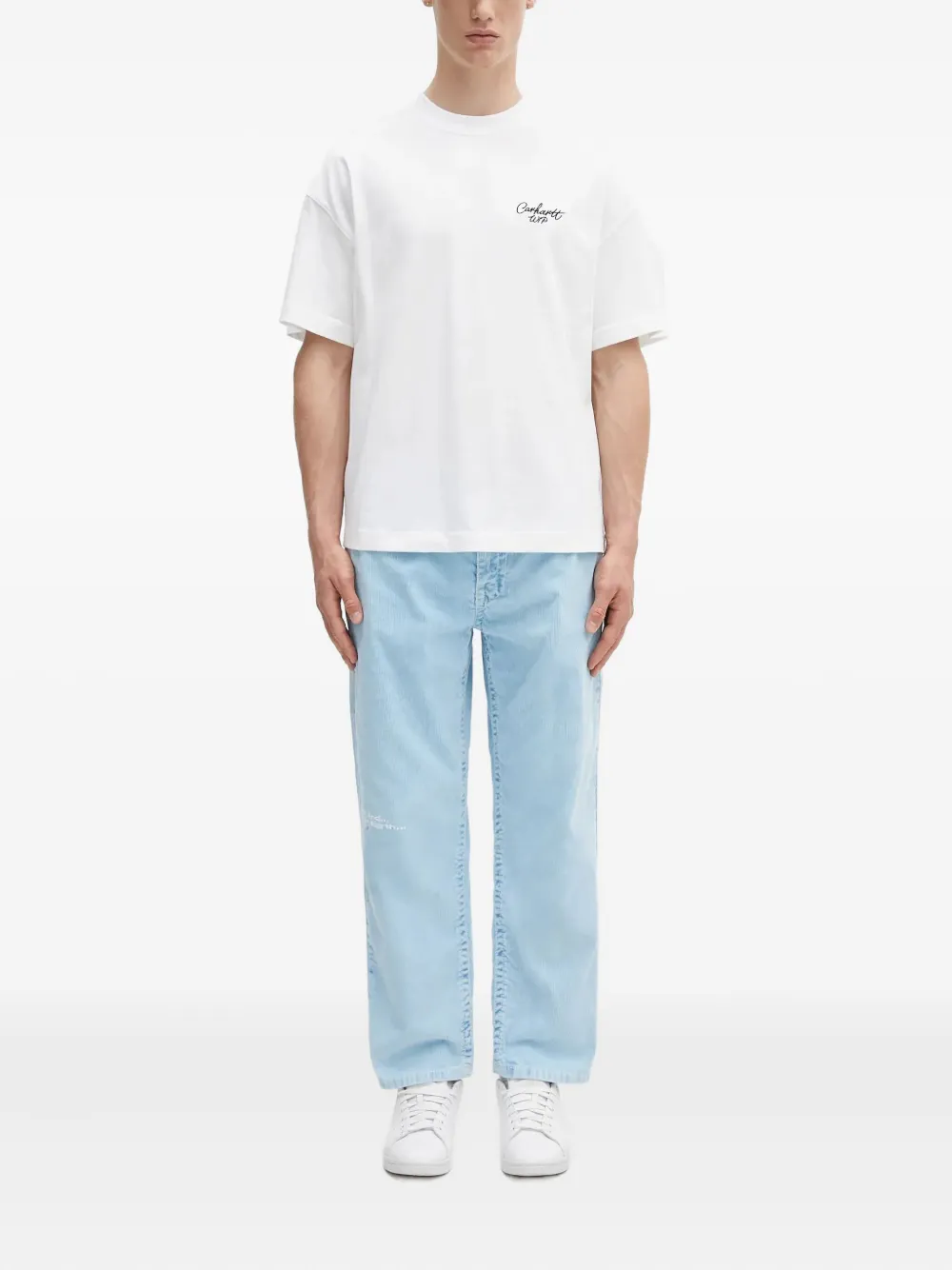 AAPE BY *A BATHING APE logo-embroidered trousers Blauw