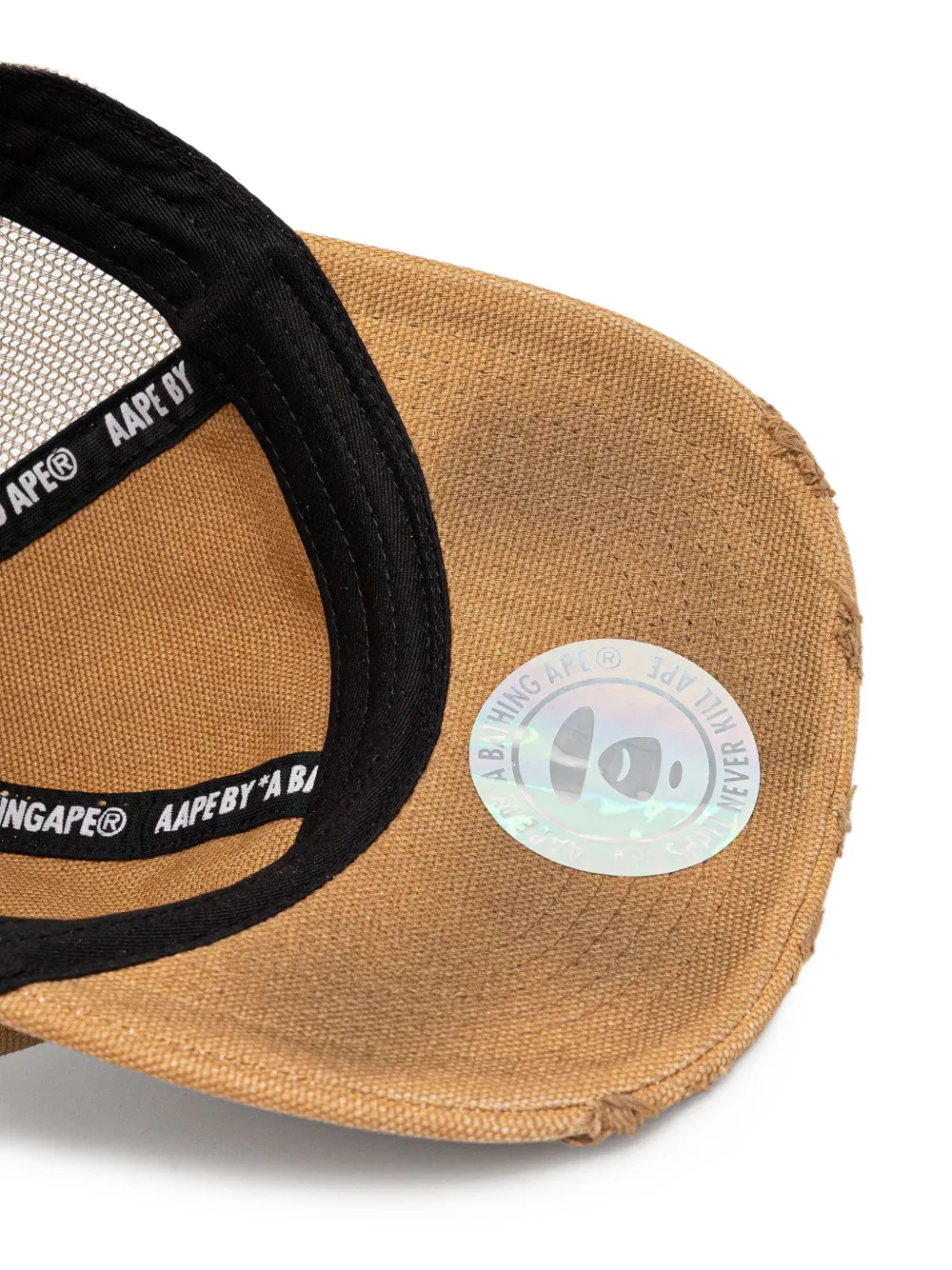 AAPE BY *A BATHING APE Honkbalpet met geborduurde patch Bruin