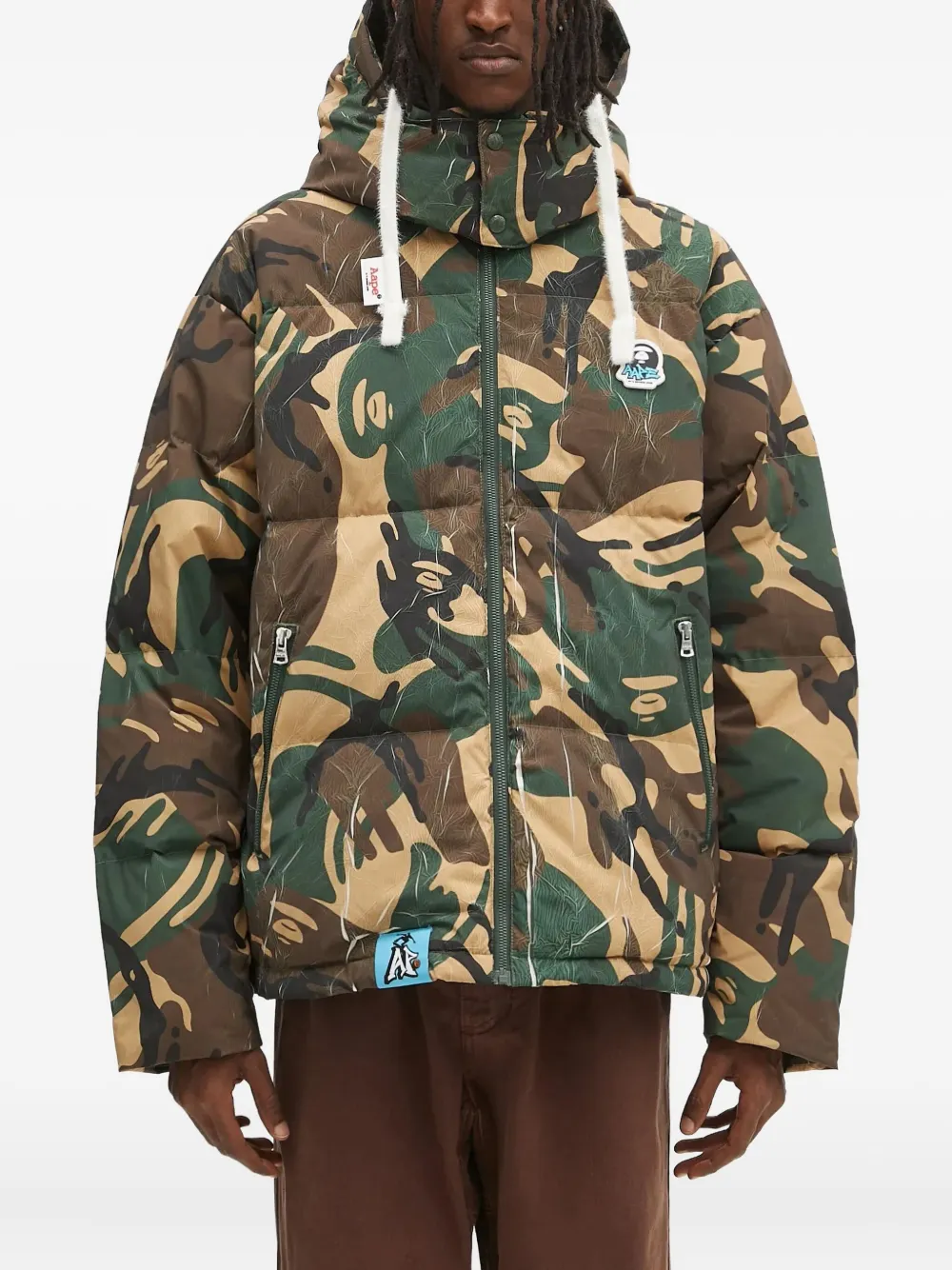 AAPE BY *A BATHING APE camouflage-pattern padded jacket Groen
